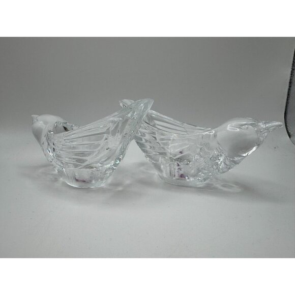 Set of 2 Cristal d'Arques 24% Lead BIRDS Candle Holder  France Crystal Art Glass - Picture 3 of 7